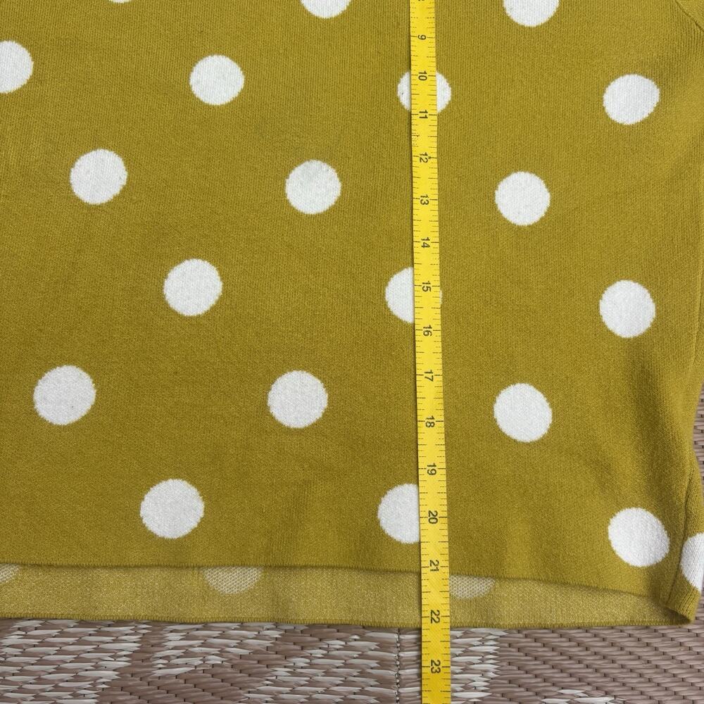 MAEVE by Anthropologie Carys Mock Neck Sweater Small White Green Polka Dot - Picture 9 of 11